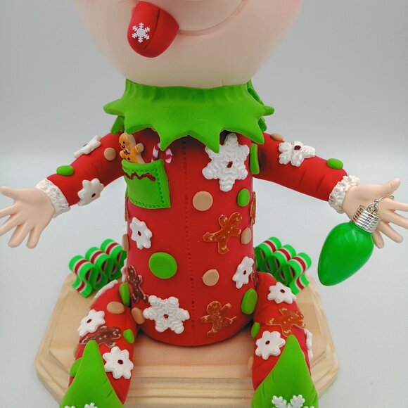 Ernie the Elf, Christmas Elf Figurine, Whimsical Holiday Shelf Sitter, Christmas - Picture 8 of 11